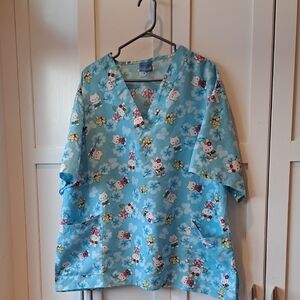 Naupaka Hawaii Cartoon Print Scrub Top XXL